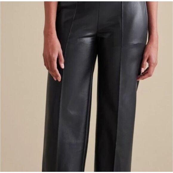 Soft Surroundings Rivka Black Faux Leather Cropped Wide Leg Pants size 1X - Picture 2 of 10